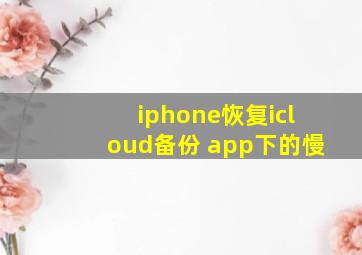 iphone恢复icloud备份 app下的慢